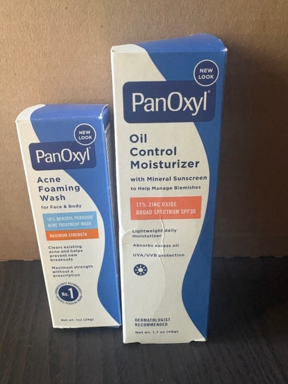 Lot PanOxyl Acne Foaming Wash (1 oz) & Oil Control Moisturizer (1.7 oz) New